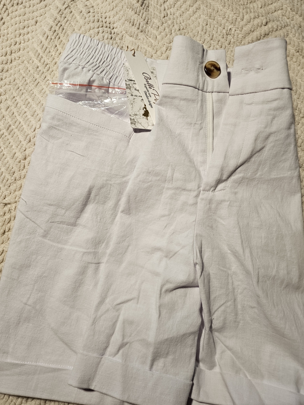 High-Waist White Linen Blend Women's Shorts
